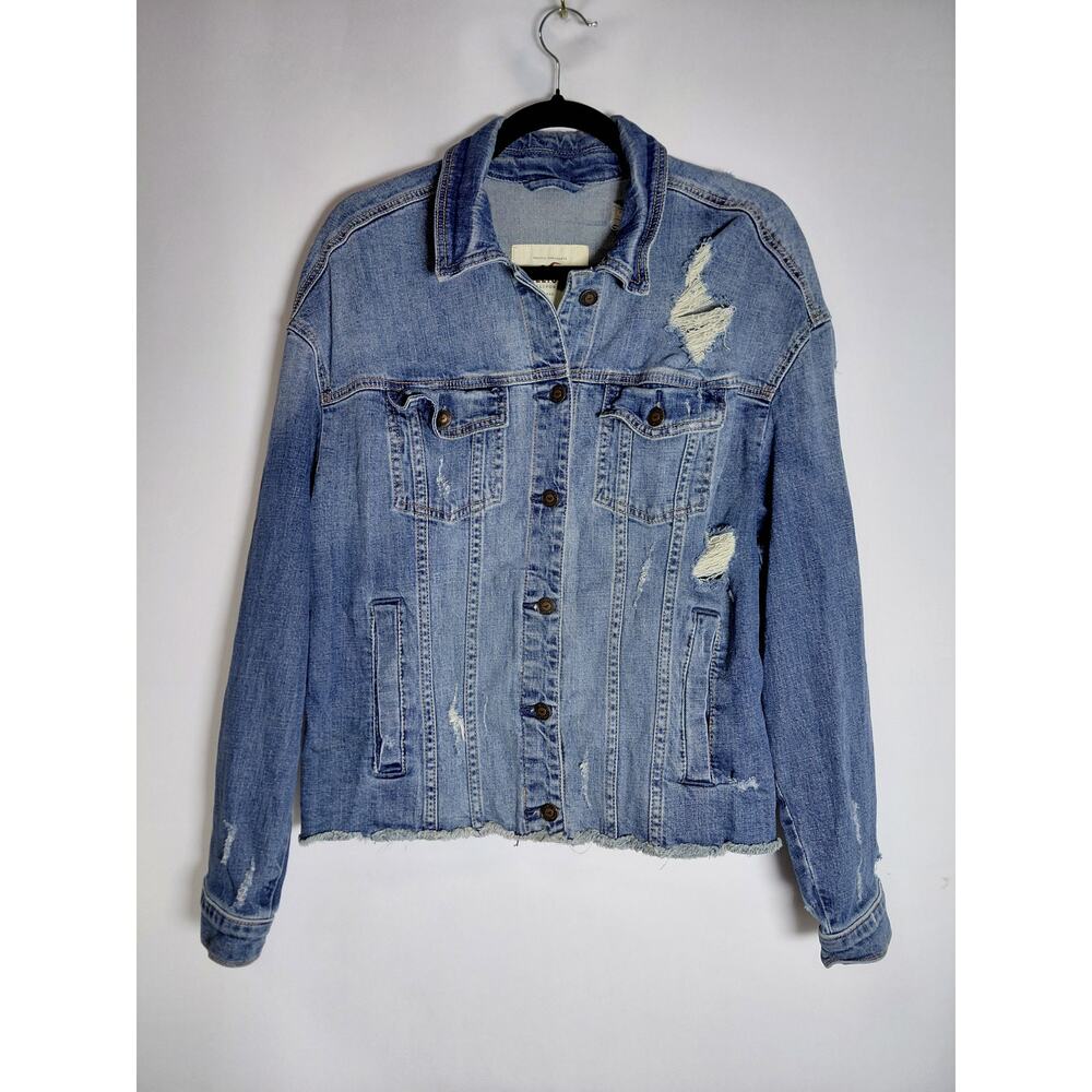 HOLLISTER CALIFORNIA Hollister Distressed Denim Jacket Blue Solid Long Size M